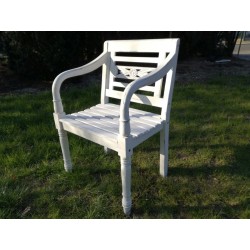 Meble ogrodowe teakowe - Krzesła z teku - Krzesło Lawenda białe