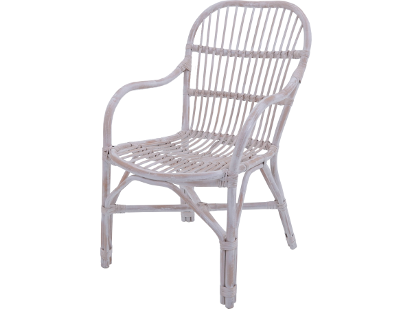 Fotel Rustic rattan naturalny bielony